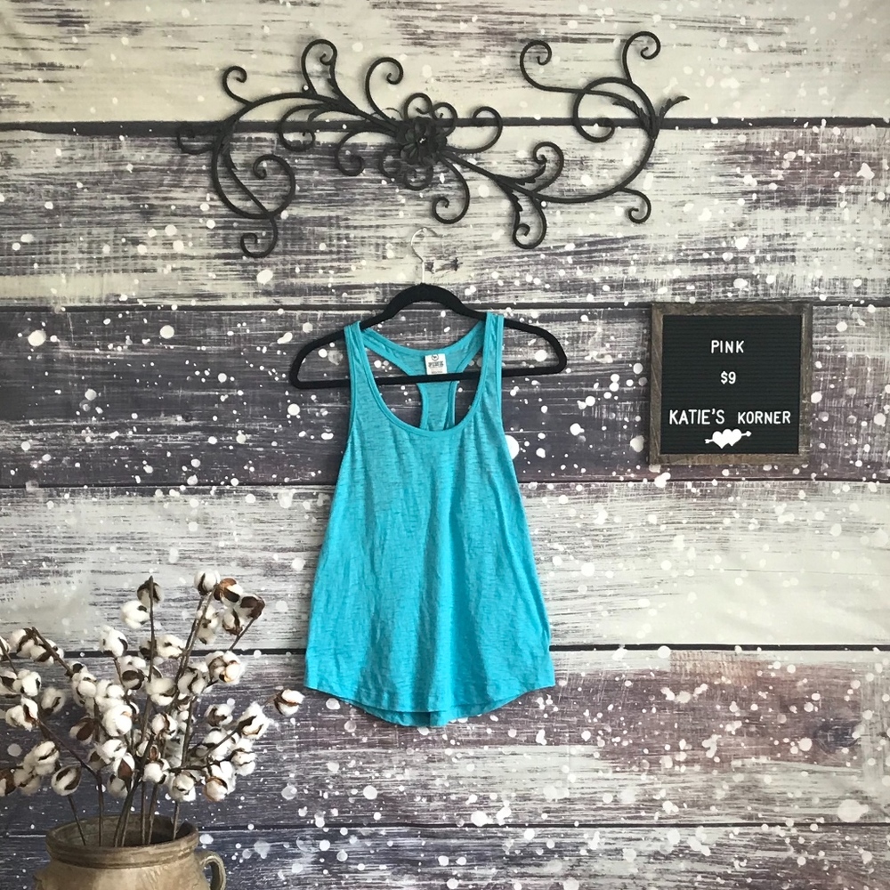 3/$30 Teal "Pink" Razerback Tank Top